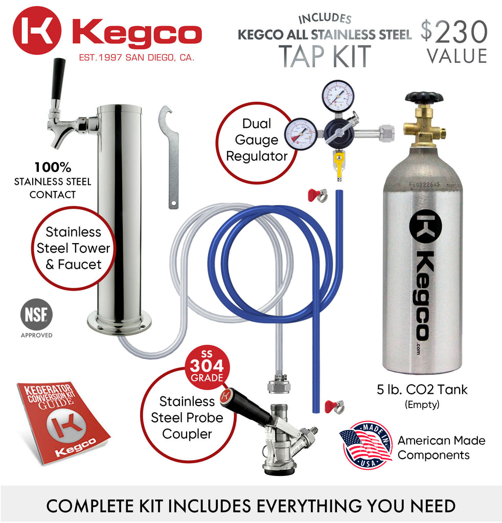 Kegco 15" Wide Single Tap Stainless Steel Built-In Right Hinge Kegerator - VSK-15SR20