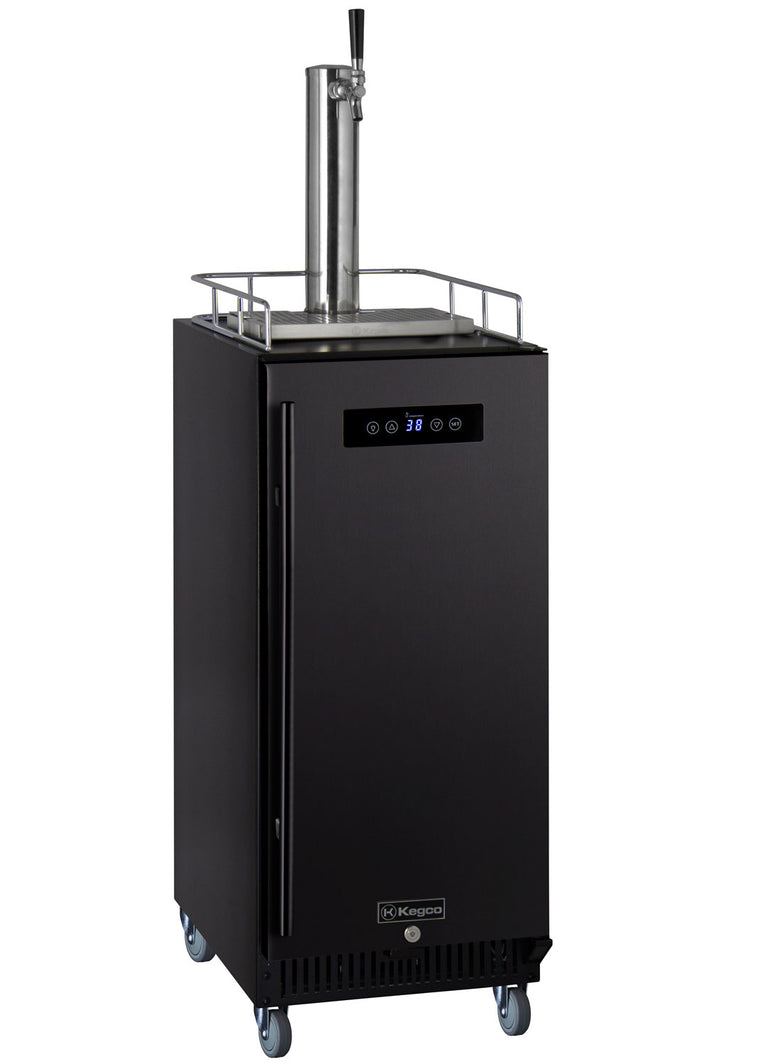 Kegco 15" Wide Kombucha Single Tap Black Commercial Kegerator - KOM15BBRNK