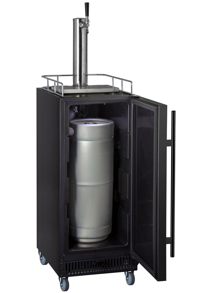 Kegco 15" Wide Cold Brew Coffee Single Tap Black Commercial Kegerator - ICS15BBRNK