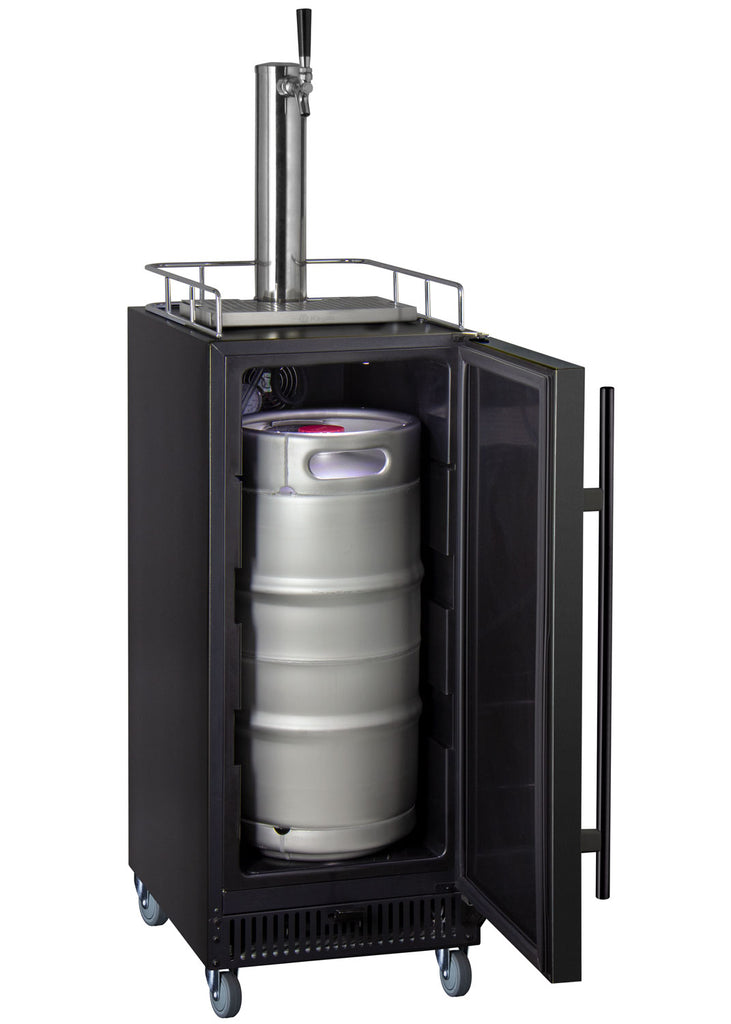 Kegco 15" Wide Cold Brew Coffee Single Tap Black Commercial Kegerator - ICS15BBRNK