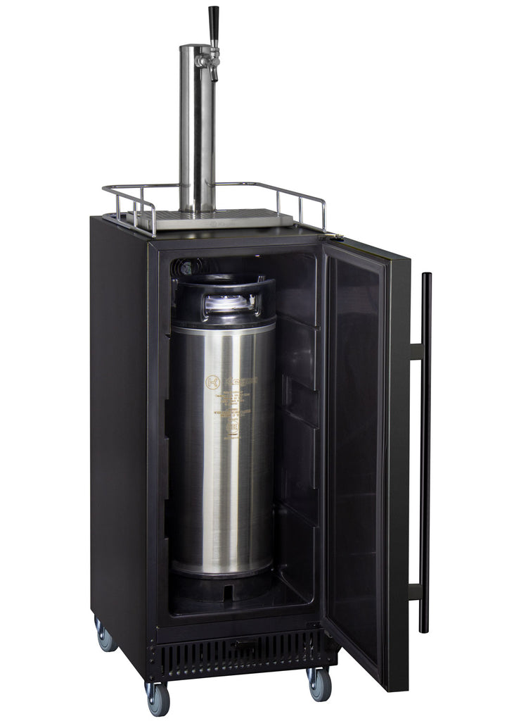 Kegco 15" Wide Cold Brew Coffee Single Tap Black Commercial Kegerator - ICS15BBRNK