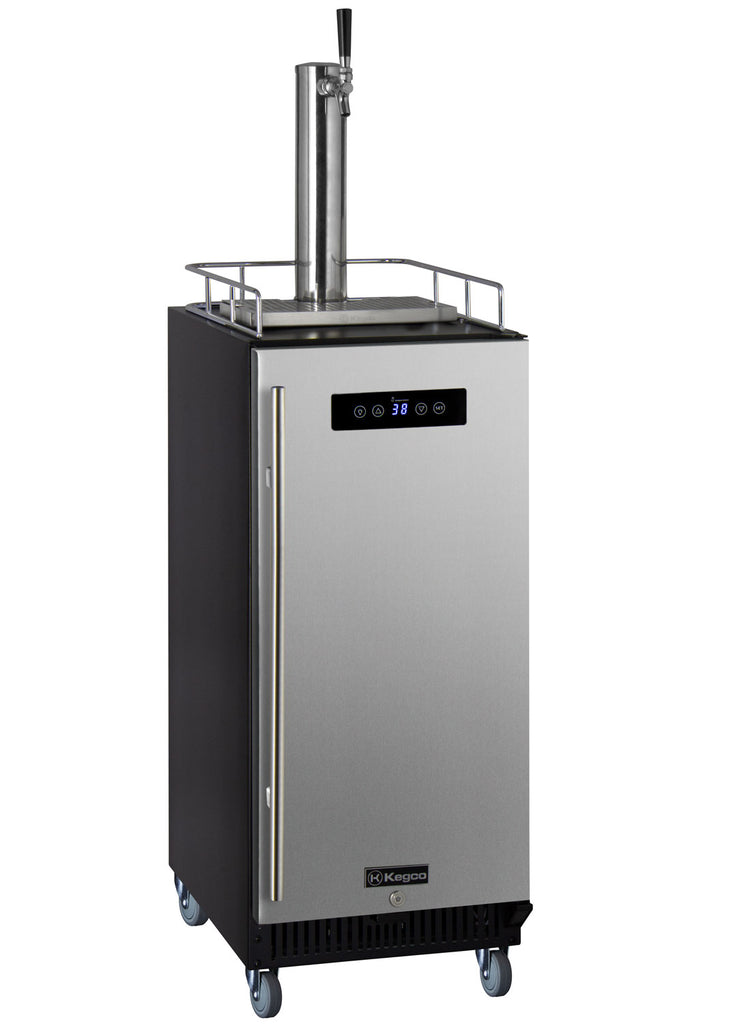 Kegco 15" Wide Homebrew Single Tap Stainless Steel Commercial Kegerator - HBK15BSRNK