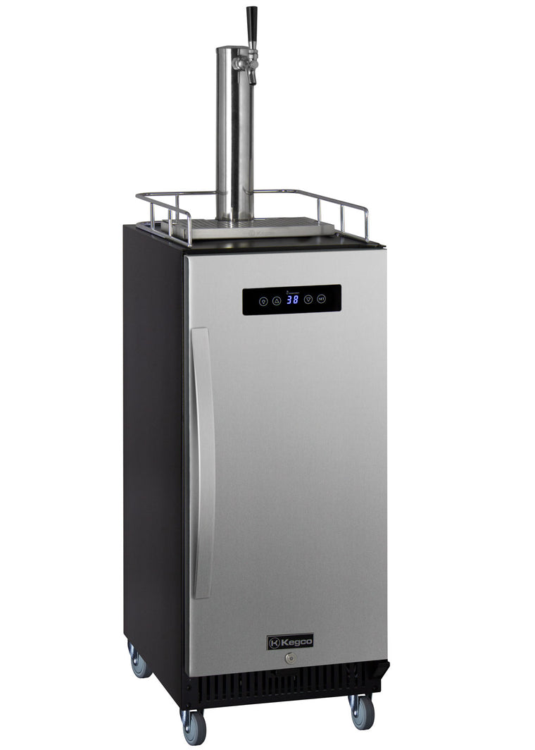 Kegco 15" Wide Single Tap Stainless Steel Commercial Kegerator - SLK15BSRNK