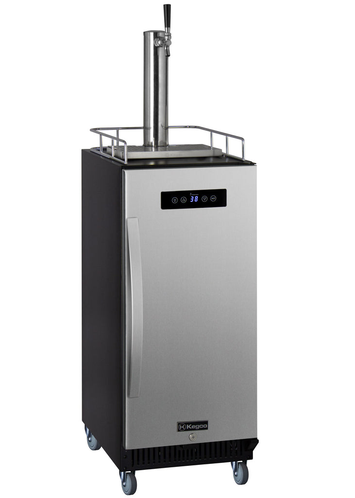 Kegco 15" Wide Homebrew Single Tap Stainless Steel Commercial Kegerator - HBK15BSRNK