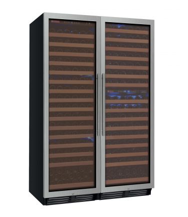 Allavino 48" Wide FlexCount Classic II Tru-Vino 346 Bottle Three Zone Stainless Steel Side-by-Side Wine Refrigerator - 3Z-YHWR7274-S20
