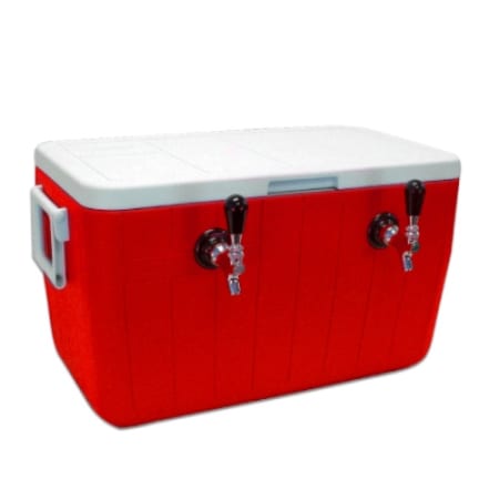 UBC Two Faucet 48 Qt Jockey Box 5/16 O.D. 70 Foot Coil - Red - Wine Cooler City