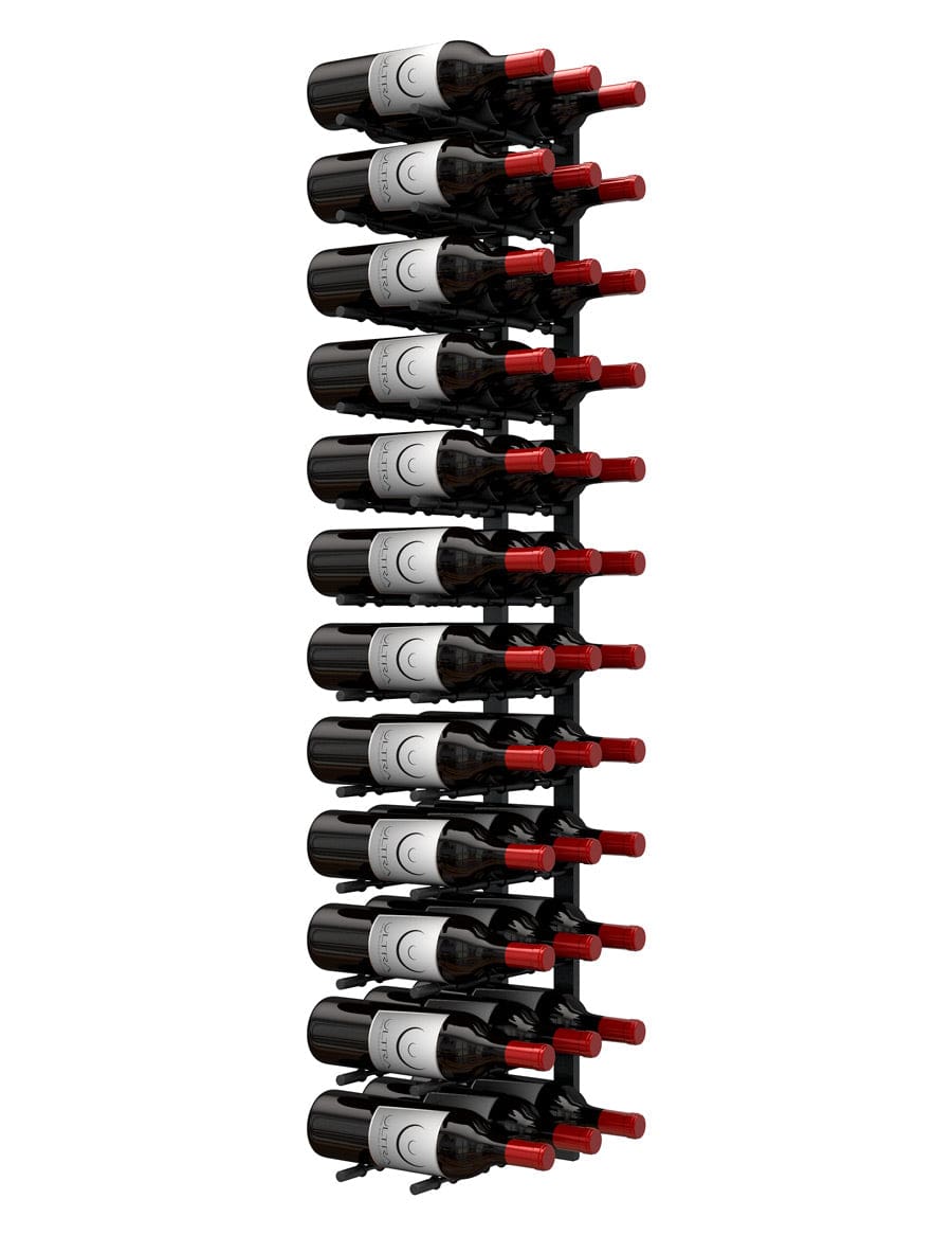 Ultra Wine Racks  HZ Wall Rails – 4FT Metal Wine Rack (36 Bottles) - 3D-4FT-BLK