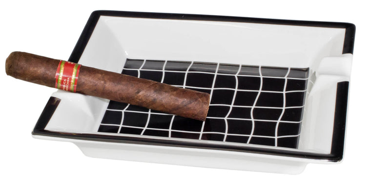 Ceramic Black and White Patio Cigar Ashtray - Wine Cooler City
