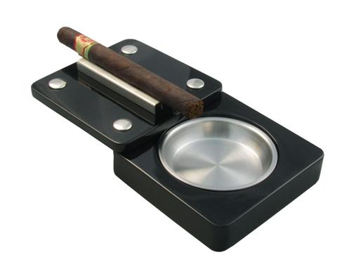 Visol Slide Black and Stainless Steel Cigar Ashtray - Wine Cooler City