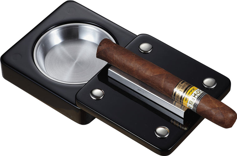 Visol Slide Black and Stainless Steel Cigar Ashtray - Wine Cooler City