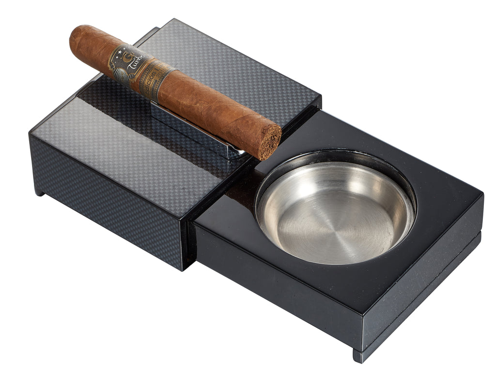 Visol Loki Sliding Ashtray with Removable Ashtray and Compartments - Carbon Fiber - Wine Cooler City