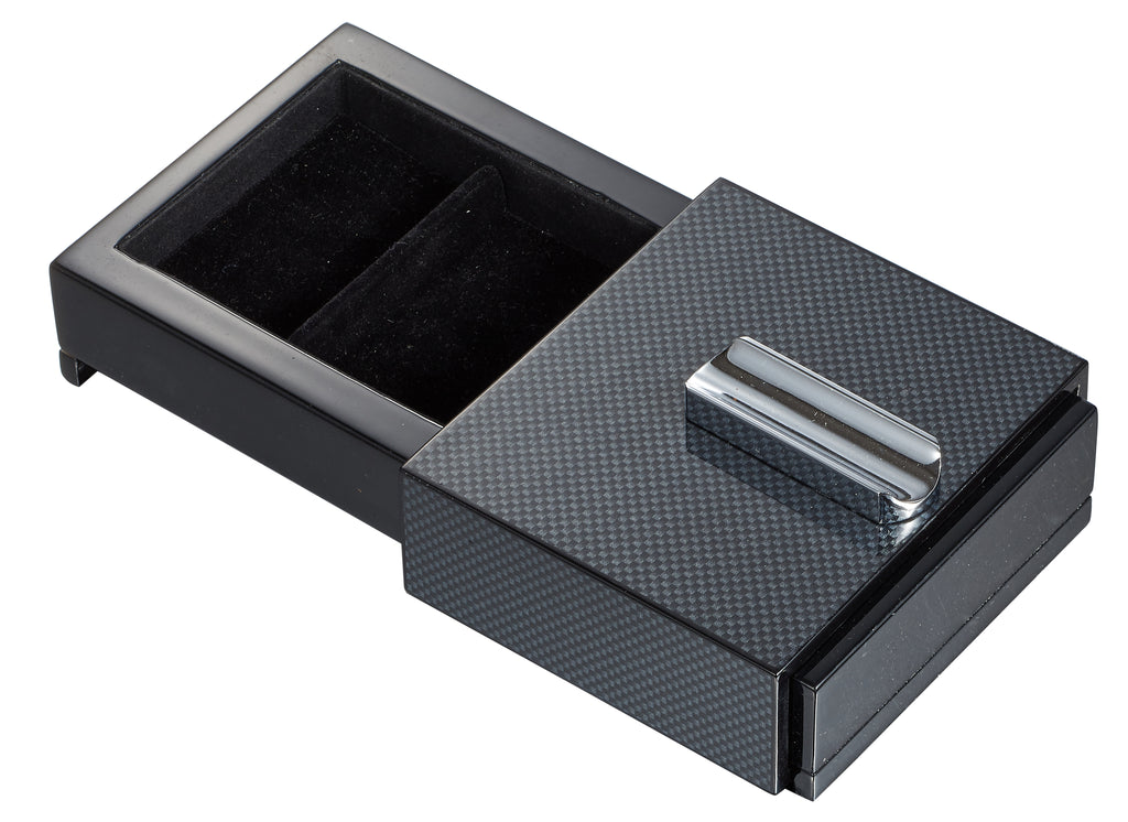Visol Loki Sliding Ashtray with Removable Ashtray and Compartments - Carbon Fiber - Wine Cooler City