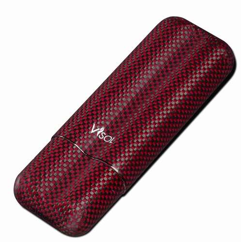 VISOL RED KEVLAR LIGHTWEIGHT CIGAR CASE - HOLDS 2 CIGARS OF UP TO 58 RING GAUGE - VCASE490