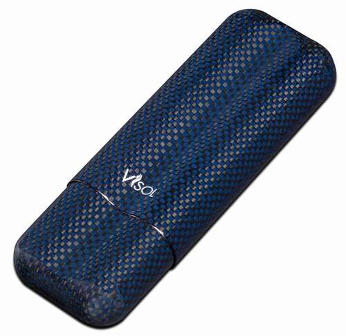 VISOL BLUE KEVLAR LIGHTWEIGHT CIGAR CASE - HOLDS 2 CIGARS OF UP TO 58 RING GAUGE - VCASE492