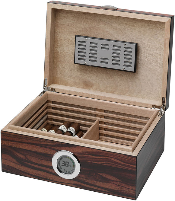 Visol Brawley Macassar Finish Cigar Humidor - Holds 75 Cigars - Wine Cooler City