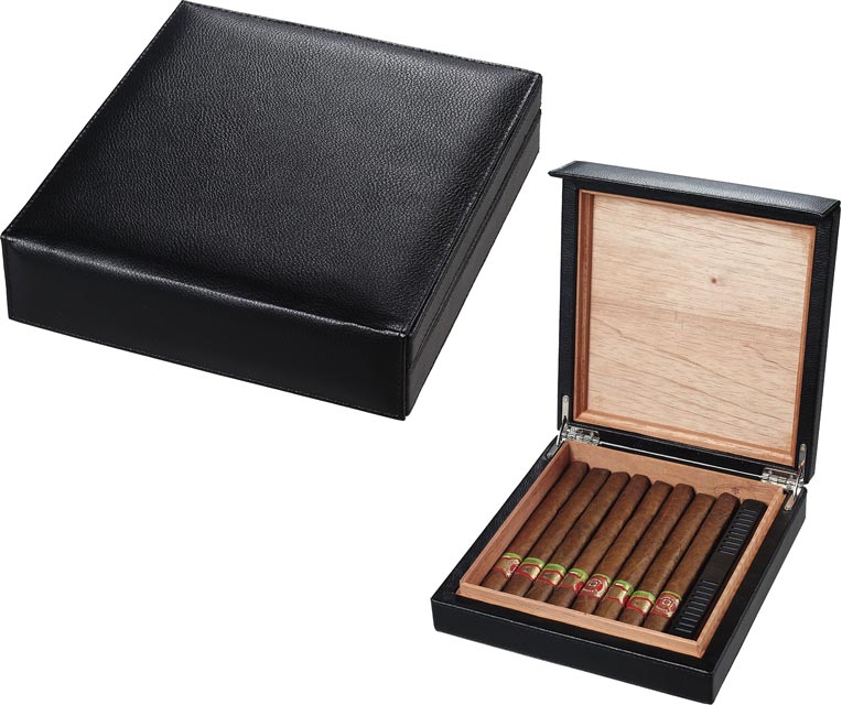 Visol Black Leather Cigar Humidor Holds 16 Cigars - Wine Cooler City