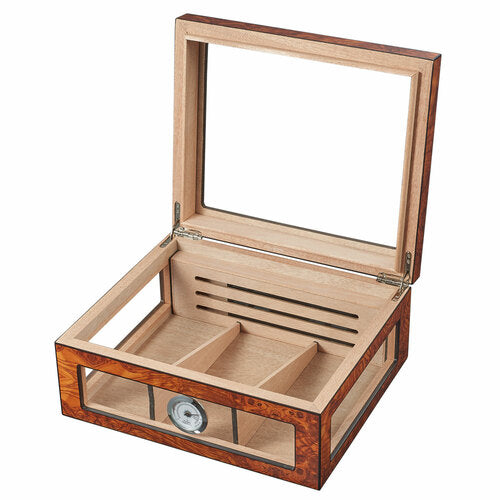 Visol Lorenzo See-Thru Glasstop Humidor - Holds Up To 75 Cigars - Vhud738