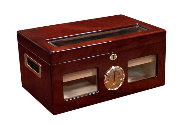 Prestige Import Group - The Valencia Glass Top Cigar Humidor - Capacity: 120 - Color: Cherry