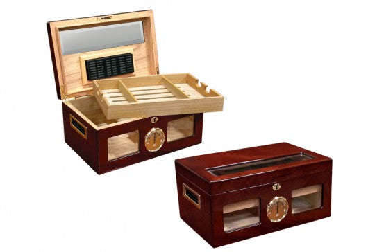 Prestige Import Group - The Valencia Glass Top Cigar Humidor - Capacity: 120 - Color: Cherry