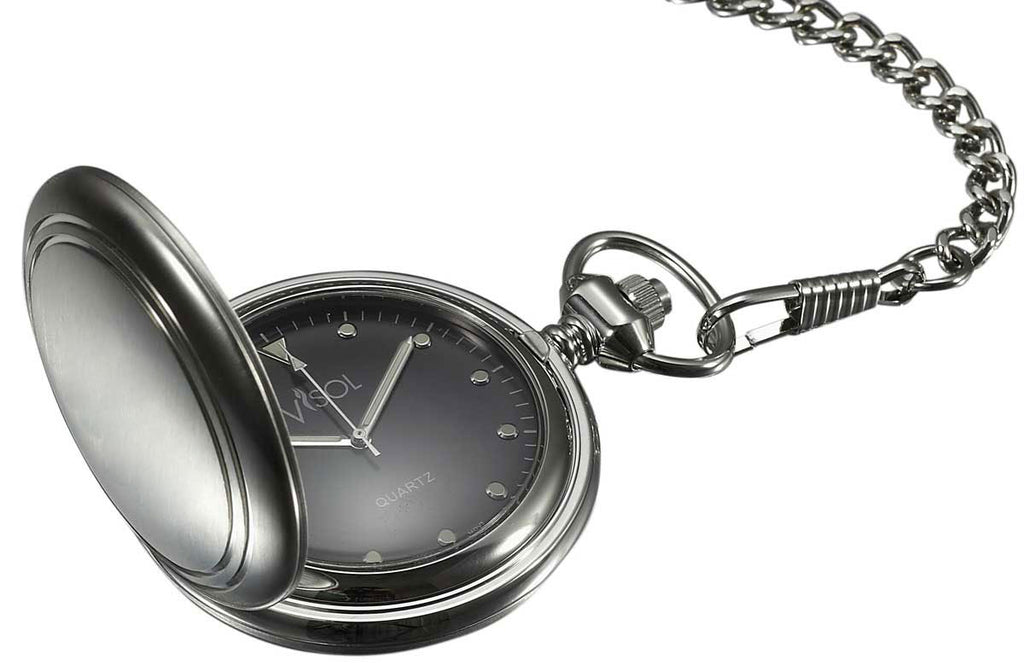 Visol Lux Brushed Stainless Steel Pocket Watch - Wine Cooler City