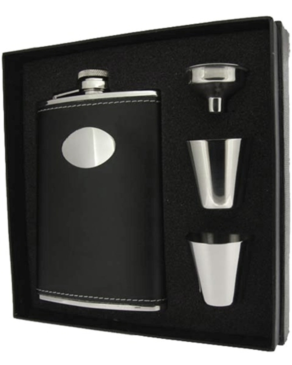 Visol Eclipse Z Black Leather 8oz Lux Flask Gift Set - VSET25
