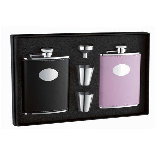 Visol Union His & Her 6oz Hip Flask Gift Set - Wine Cooler City