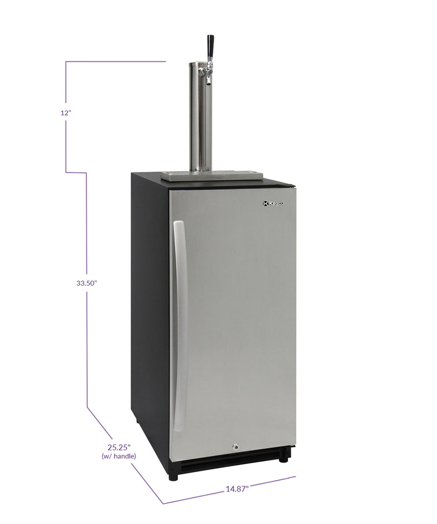 Kegco 15" Wide Single Tap Stainless Steel Built-In Right Hinge Kegerator - VSK-15SR20