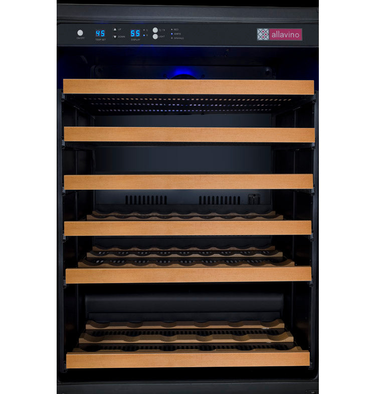 Allavino 24" Wide FlexCount II Tru-Vino 56 Bottle Single Zone Black Left Hinge Wine Refrigerator - VSWR56-1BL20