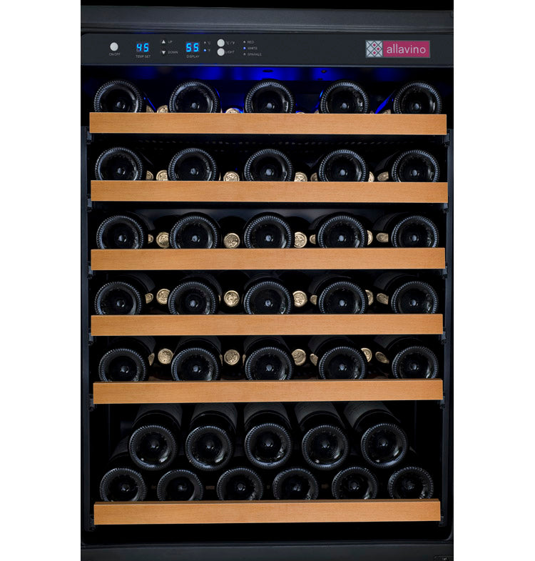 Allavino 24" Wide FlexCount II Tru-Vino 56 Bottle Single Zone Black Left Hinge Wine Refrigerator - VSWR56-1BL20