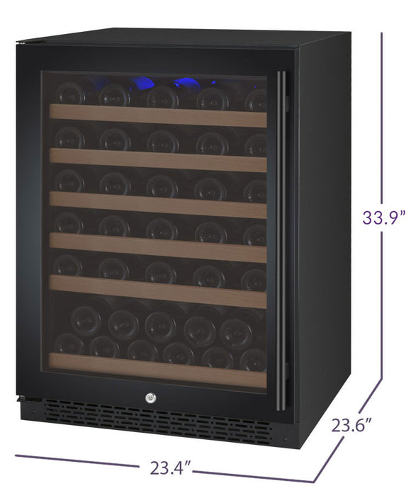 Allavino 24" Wide FlexCount II Tru-Vino 56 Bottle Single Zone Black Left Hinge Wine Refrigerator - VSWR56-1BL20