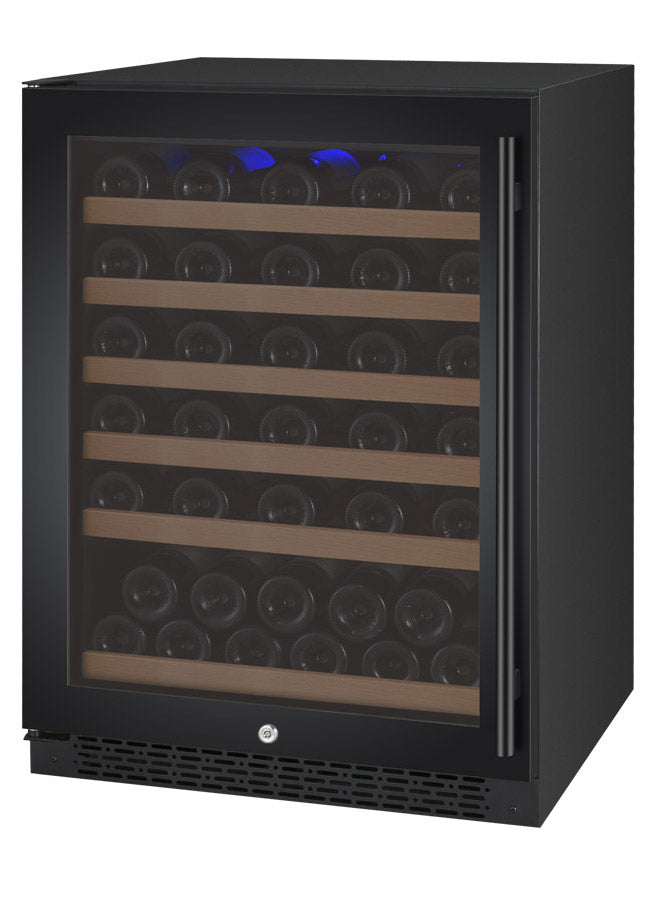Allavino 24" Wide FlexCount II Tru-Vino 56 Bottle Single Zone Black Left Hinge Wine Refrigerator - VSWR56-1BL20