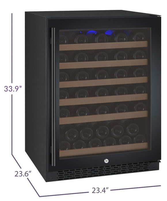 Allavino 24" Wide FlexCount II Tru-Vino 56 Bottle Single Zone Black Right Hinge Wine Refrigerator - VSWR56-1BR20