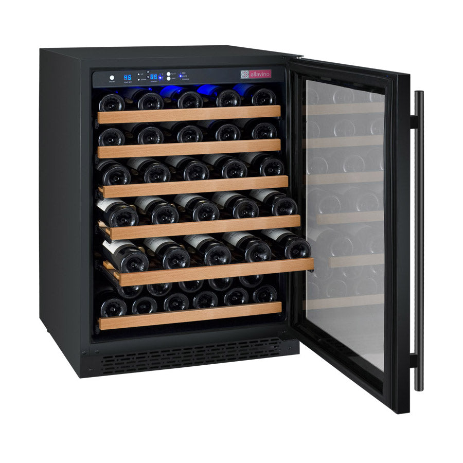 Allavino 24" Wide FlexCount II Tru-Vino 56 Bottle Single Zone Black Right Hinge Wine Refrigerator - VSWR56-1BR20