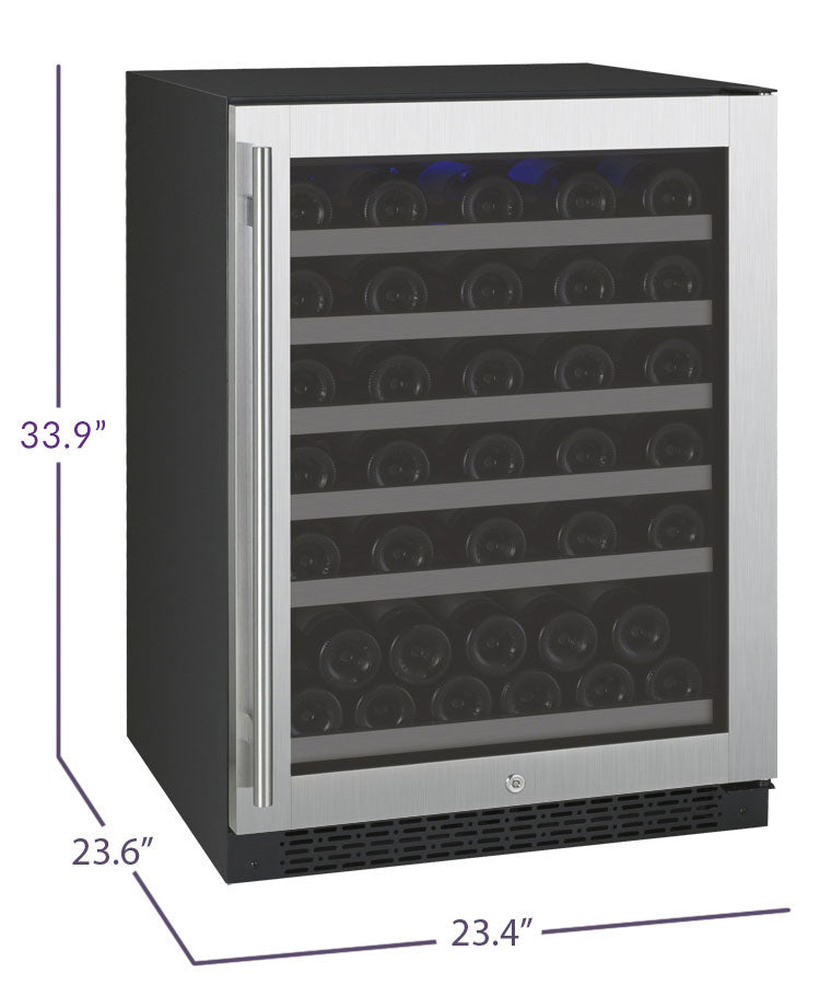 Allavino 24" Wide FlexCount II Tru-Vino 56 Bottle Single Zone Stainless Steel Right Hinge Wine Refrigerator - VSWR56-1SR20