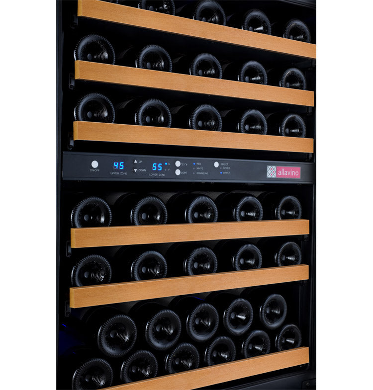 Allavino 24" Wide FlexCount II Tru-Vino 56 Bottle Dual Zone Black Left Hinge Wine Refrigerator - VSWR56-2BL20