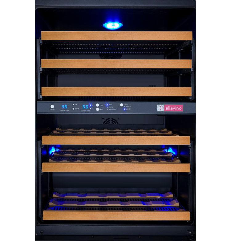 Allavino 24" Wide FlexCount II Tru-Vino 56 Bottle Dual Zone Black Left Hinge Wine Refrigerator - VSWR56-2BL20