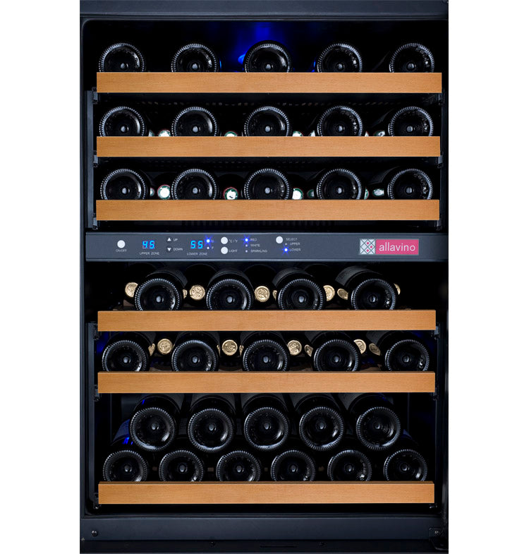 Allavino 24" Wide FlexCount II Tru-Vino 56 Bottle Dual Zone Black Right Hinge Wine Refrigerator - VSWR56-2BR20