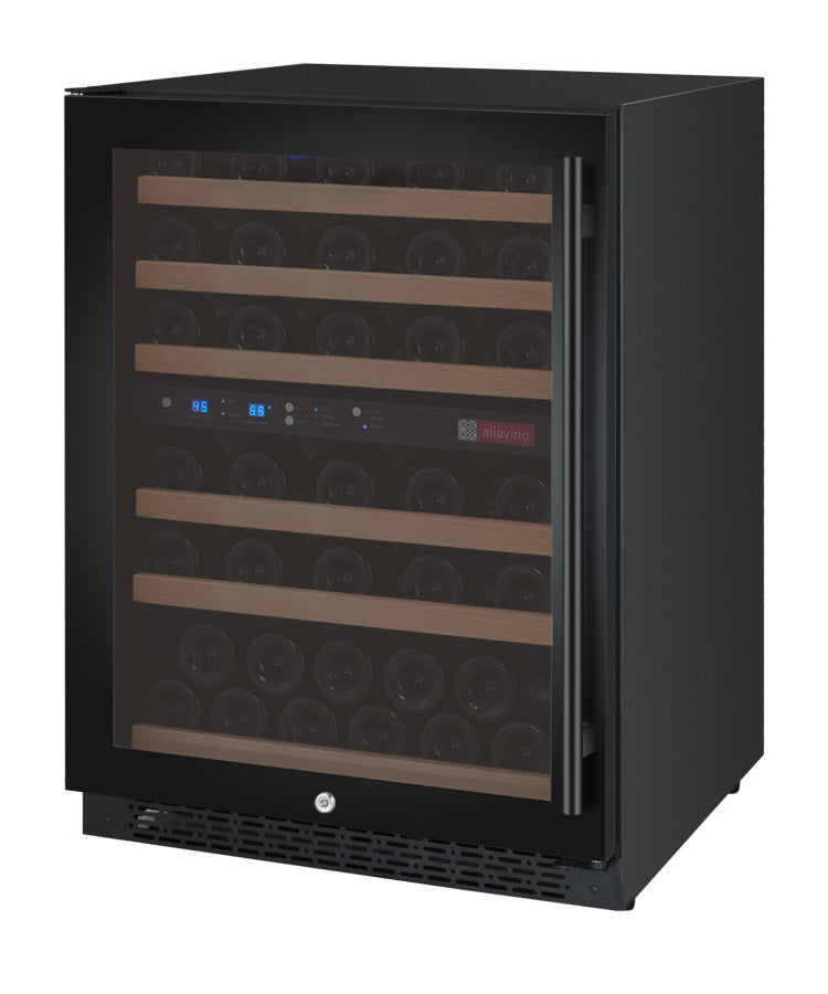 Allavino 24" Wide FlexCount II Tru-Vino 56 Bottle Dual Zone Black Left Hinge Wine Refrigerator - VSWR56-2BL20