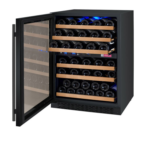 Allavino 24" Wide FlexCount II Tru-Vino 56 Bottle Dual Zone Black Left Hinge Wine Refrigerator - VSWR56-2BL20