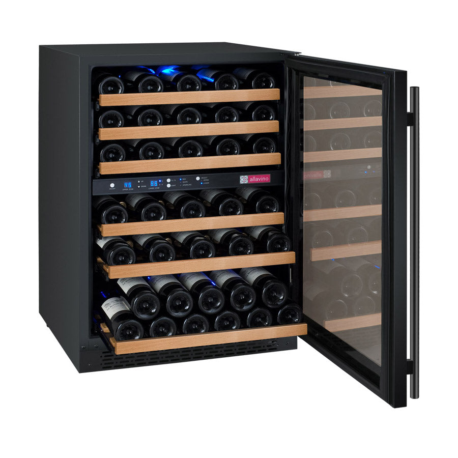Allavino 24" Wide FlexCount II Tru-Vino 56 Bottle Dual Zone Black Right Hinge Wine Refrigerator - VSWR56-2BR20
