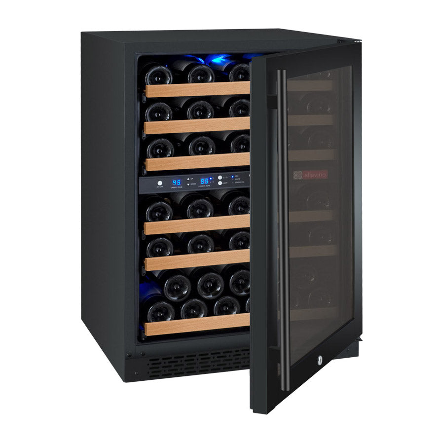 Allavino 24" Wide FlexCount II Tru-Vino 56 Bottle Dual Zone Black Right Hinge Wine Refrigerator - VSWR56-2BR20