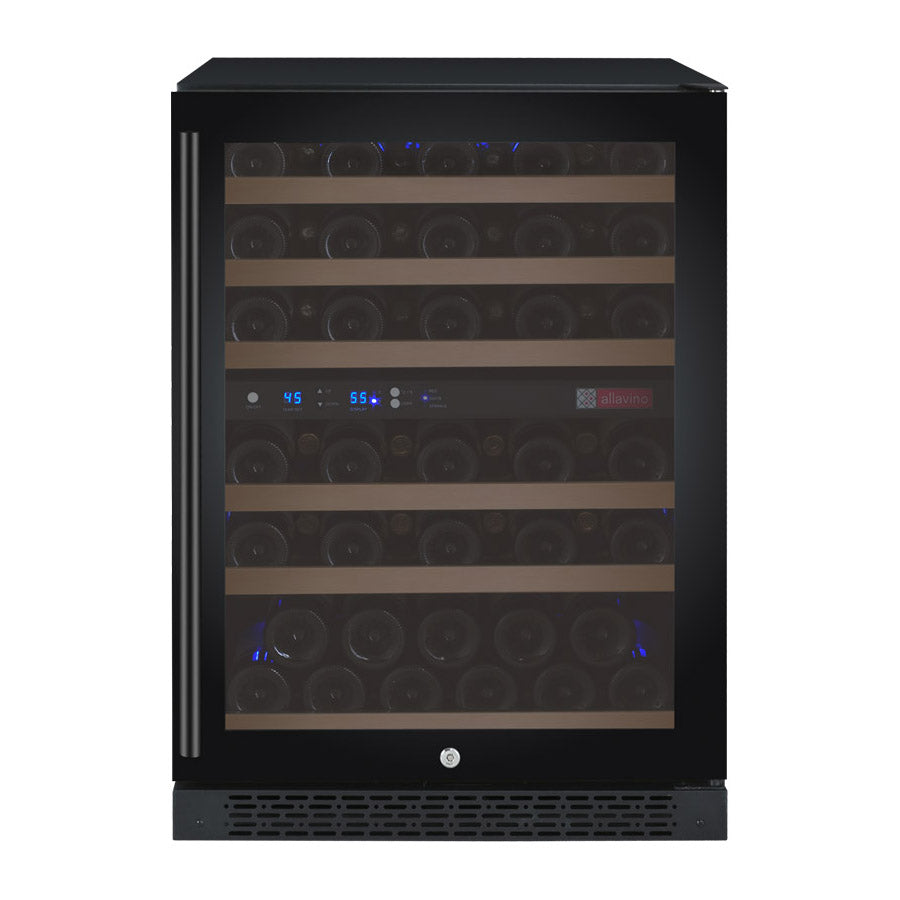 Allavino 24" Wide FlexCount II Tru-Vino 56 Bottle Dual Zone Black Right Hinge Wine Refrigerator - VSWR56-2BR20