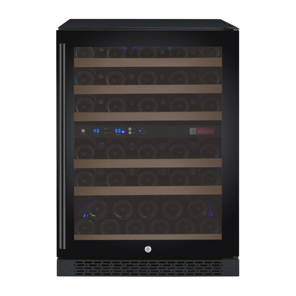 Allavino 24" Wide FlexCount II Tru-Vino 56 Bottle Dual Zone Black Right Hinge Wine Refrigerator - VSWR56-2BR20