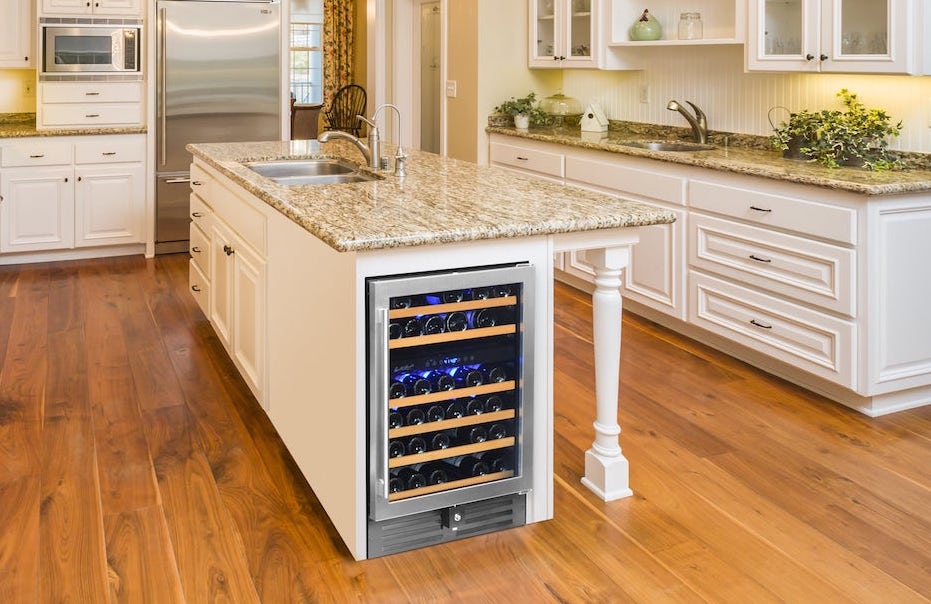 Smith & Hanks 46 Bottle Deluxe Dual Zone Wine Cooler, Seamless Stainless Steel Door Trim