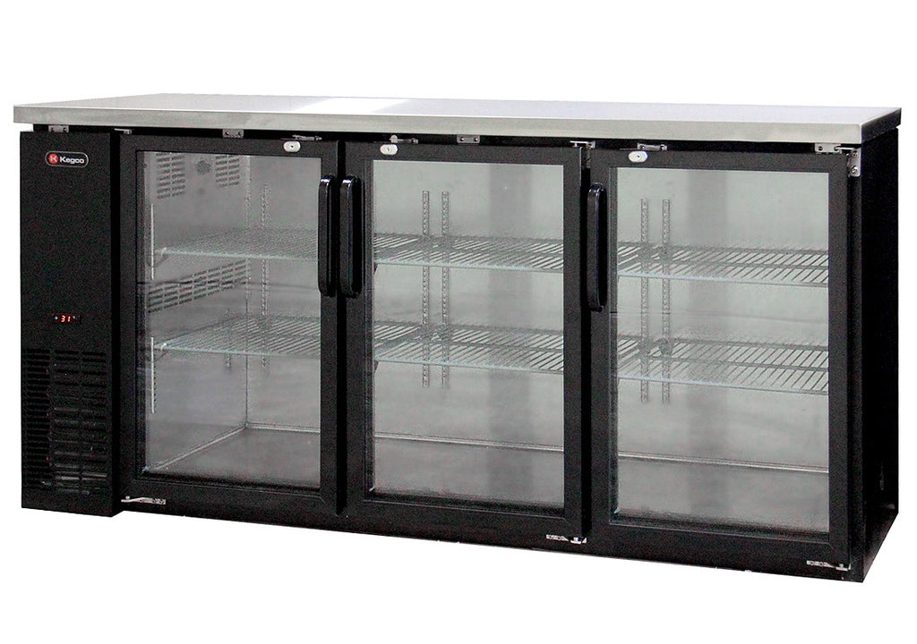 Kegco Commercial Back Bar Cooler with Three Glass Doors - XCB-2472BG
