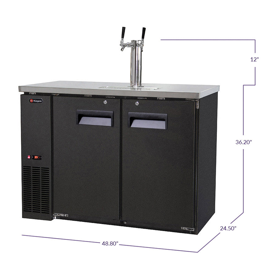 Kegco 49" Wide Dual Tap Black Commercial Kegerator Model: XCK-2448B