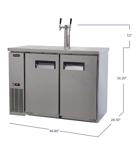 Kegco 49" Wide Dual Tap All Stainless Steel Commercial Kegerator Model: XCK-2448S