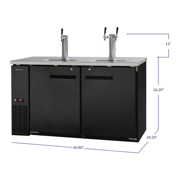 Kegco 61" Wide Triple Tap Black Commercial Kegerator Model: XCK-2460B