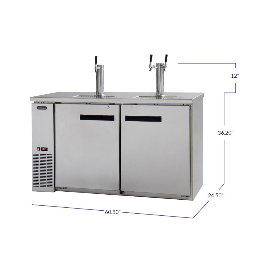 Kegco 61" Wide Triple Tap Stainless Steel Commercial Kegerator Model: XCK-2460S