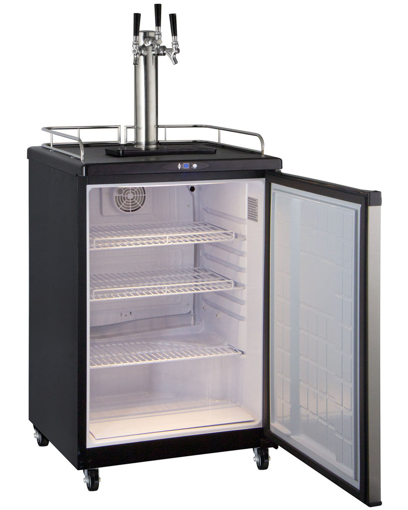 Kegco 24" Wide Homebrew Triple Tap Stainless Steel Commercial/Residential Kegerator - HBK163S-3NK